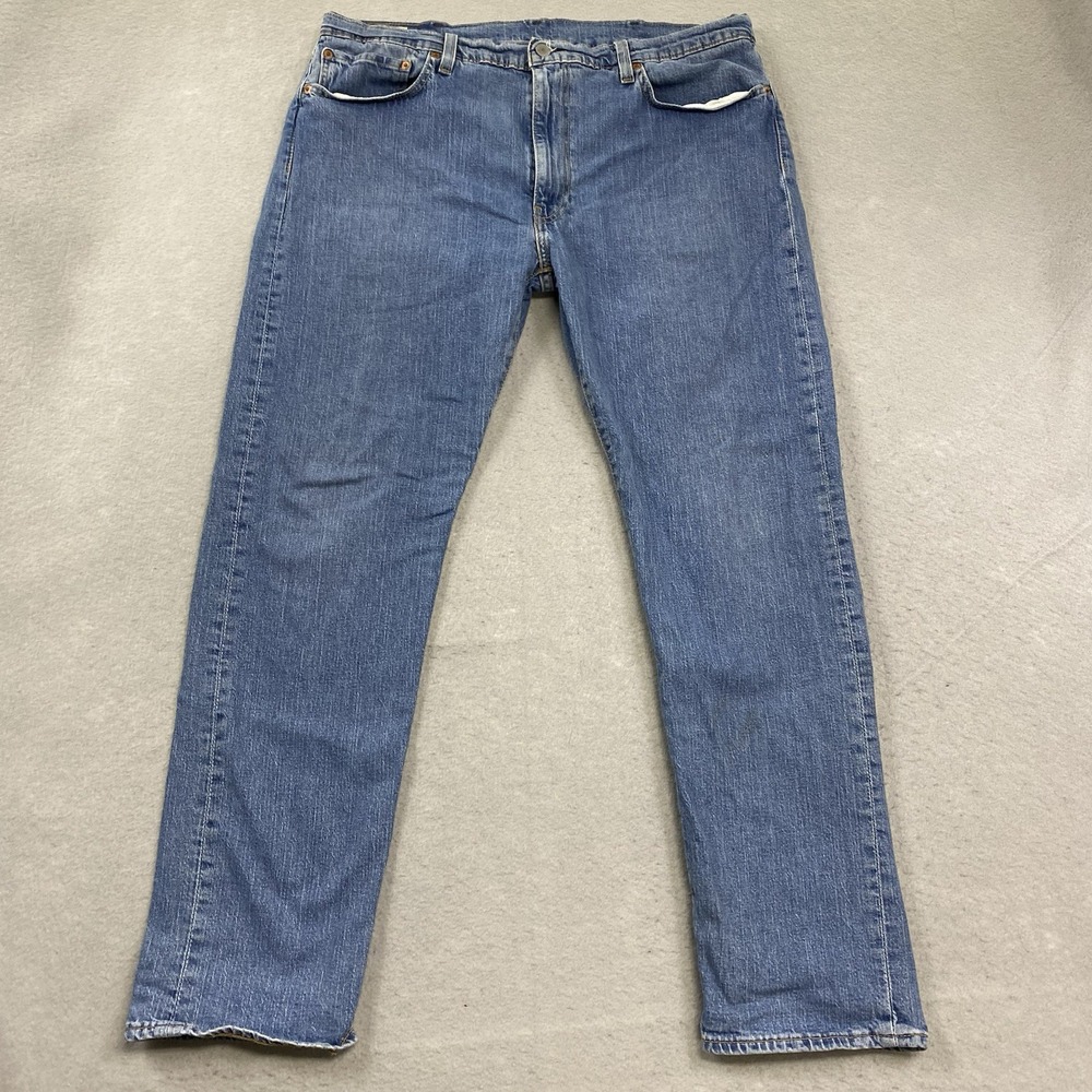 Levis Jeans Mens 38x32 (Fits 36x30) Blue Denim Pants 502 Tapered Fit Premium
